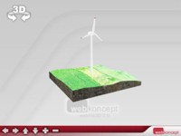 Model 3D elektrowni wiatrowej z animowenym śmigłem